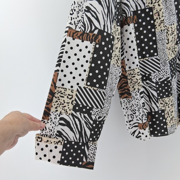 Ashley Stewart Womens Patchwork Animal Print Button Down Shirt Plus Size New28 - Picture 5 of 13